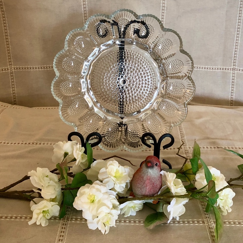Hobnail Clear Deviled Egg Plate